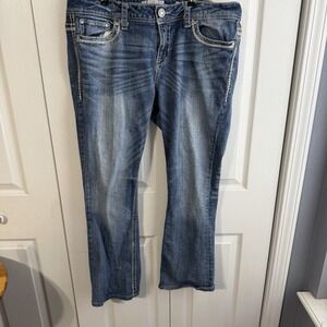 Daytrip Lyra Bootcut Embrodiered Blue Denim Jeans Women's Size 36L Western Rodeo